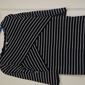 Talbots Black and White Striped Blouse
